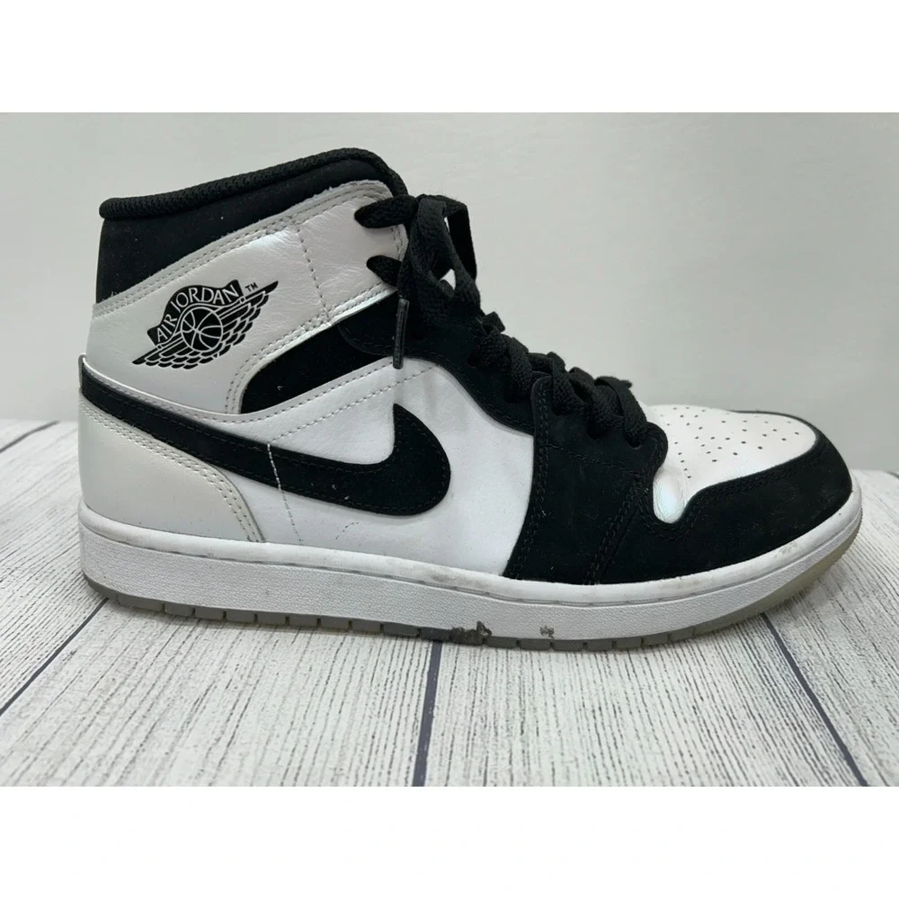 Nike Air Jordan 1 Mid SE Diamond Shorts Sneakers Mens 9.5 Black White Streetwear